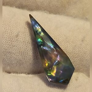 6.45ctw Ammolite Stone Doublet Loose Gemstone Checkerboard 5.5x17 MM